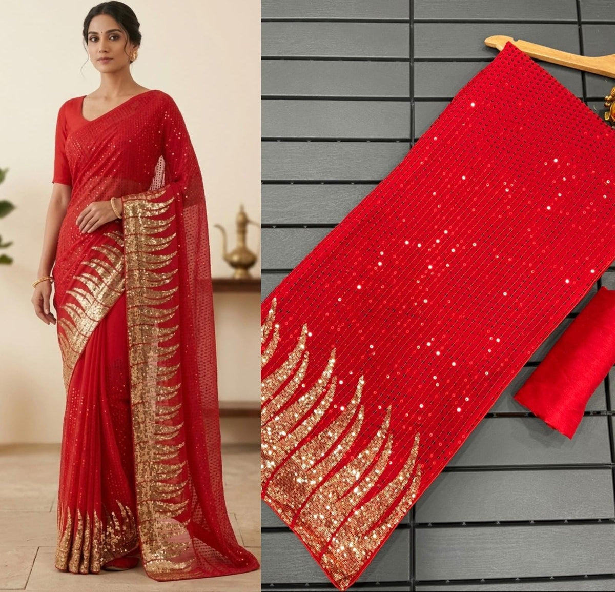 Bollywood Shimmer Saree Caption