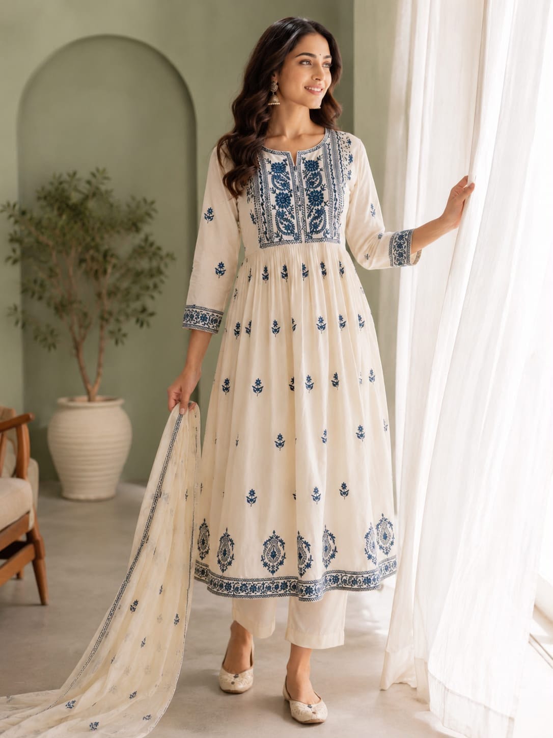 Cotton Anarkali Suit Set