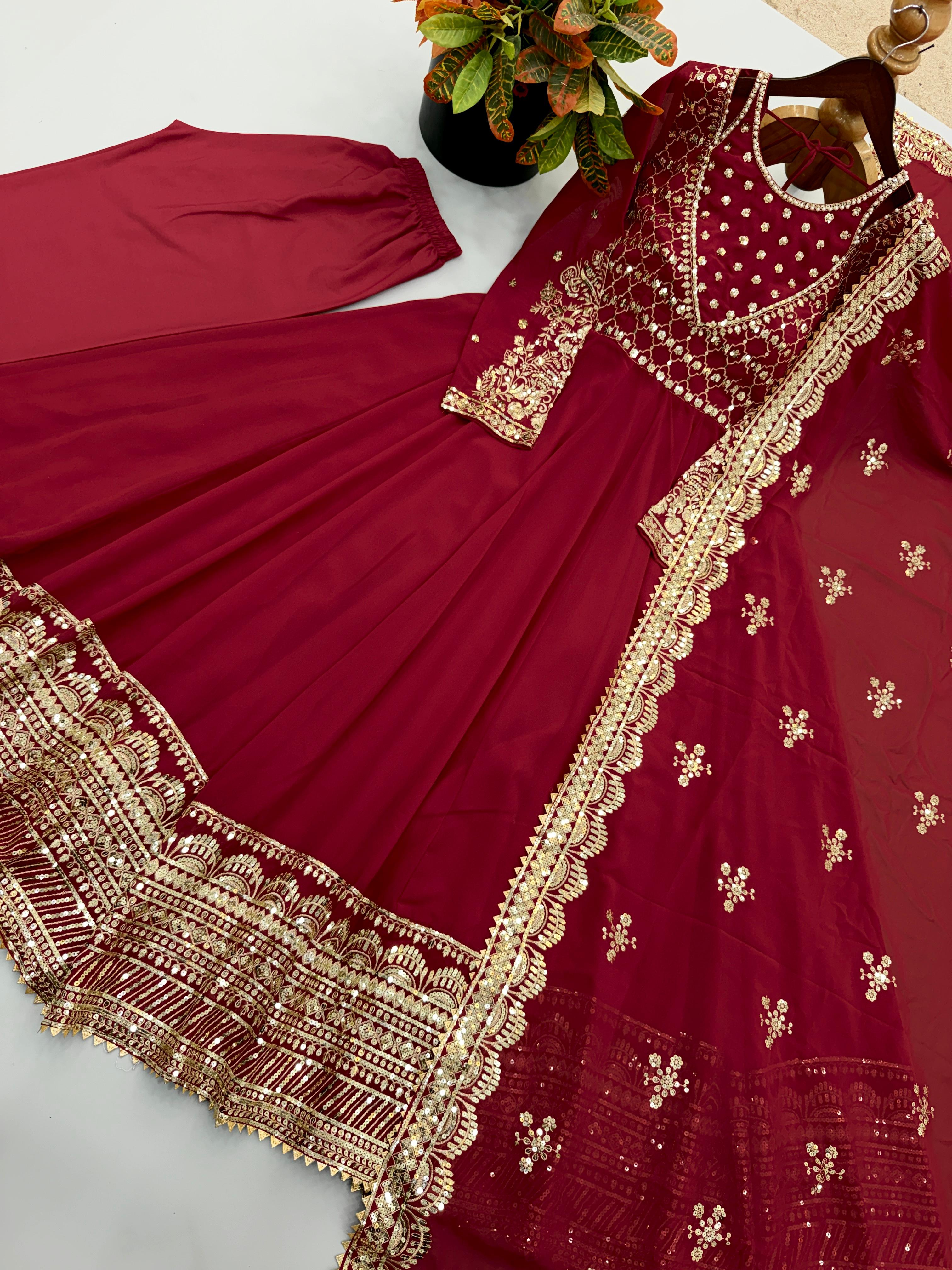 Dazzling Sequins Gown Set