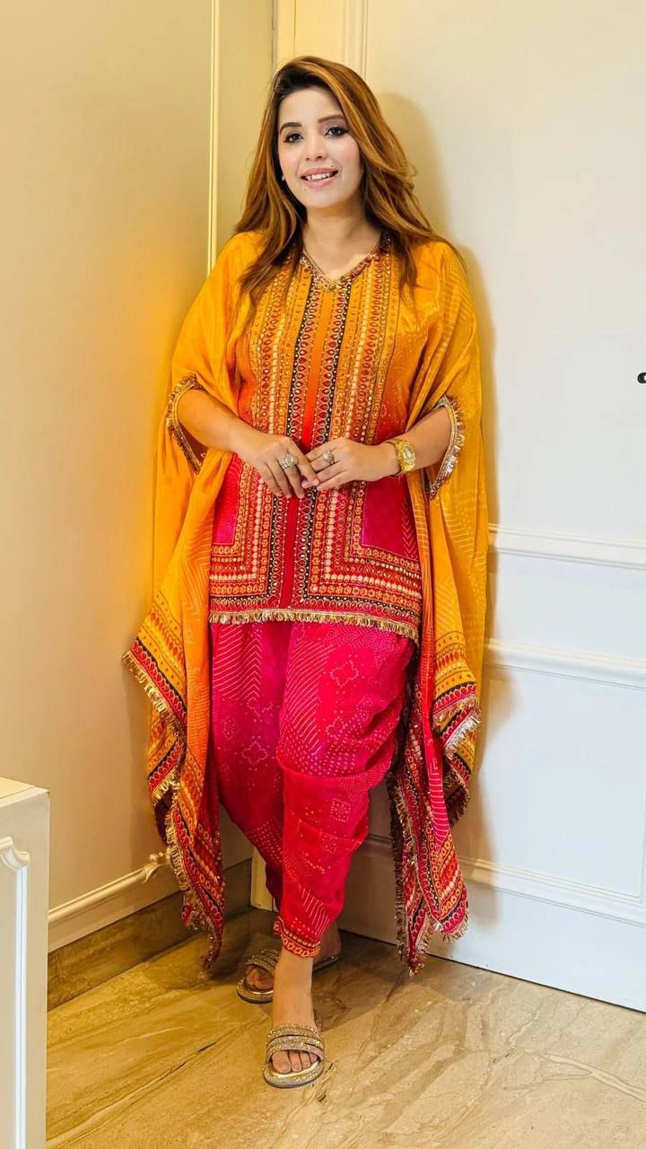 Designer Chinon Silk Kaftan Set
