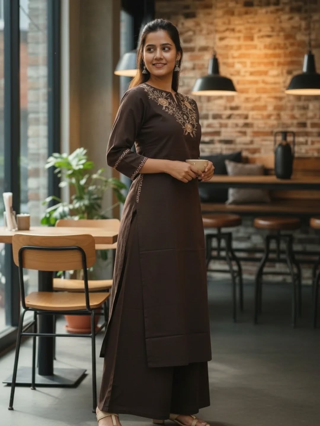 Embroidered Cotton Flex Kurta Set