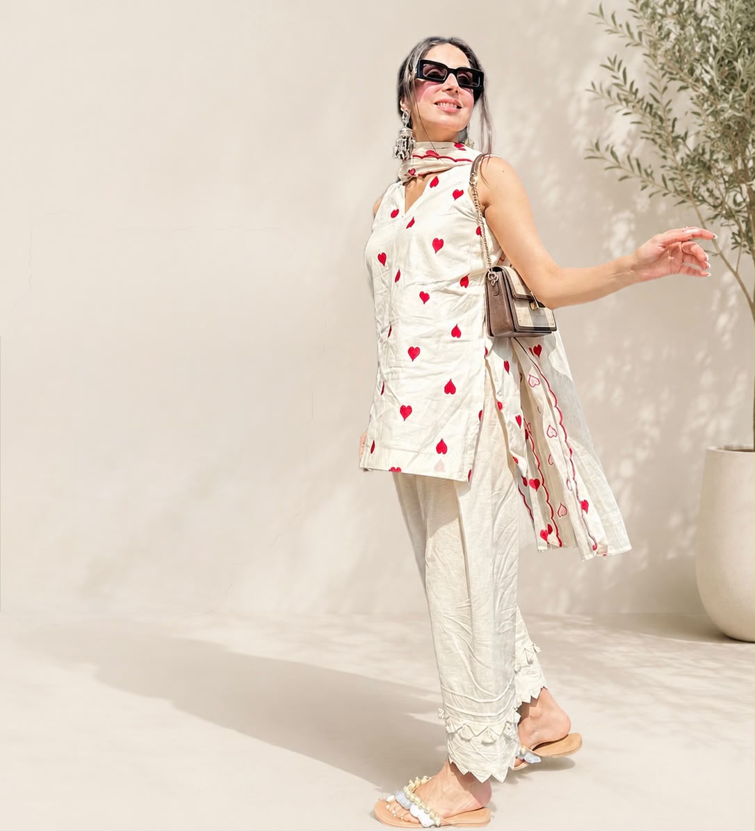 Heart Bloom Cotton Kurti Set