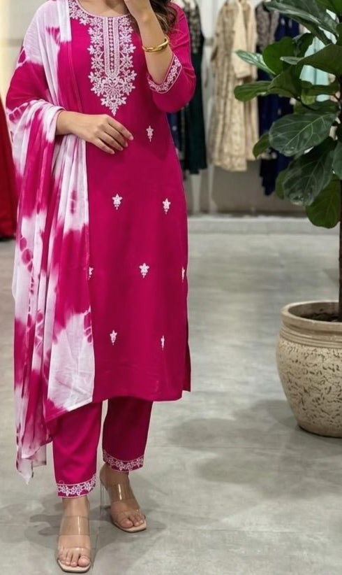 Lakhnawi Rayon Cotton Suit Set