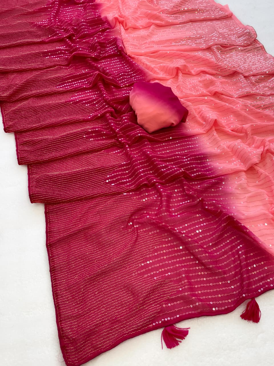 Mesmerizing Pink Sequins Saree
