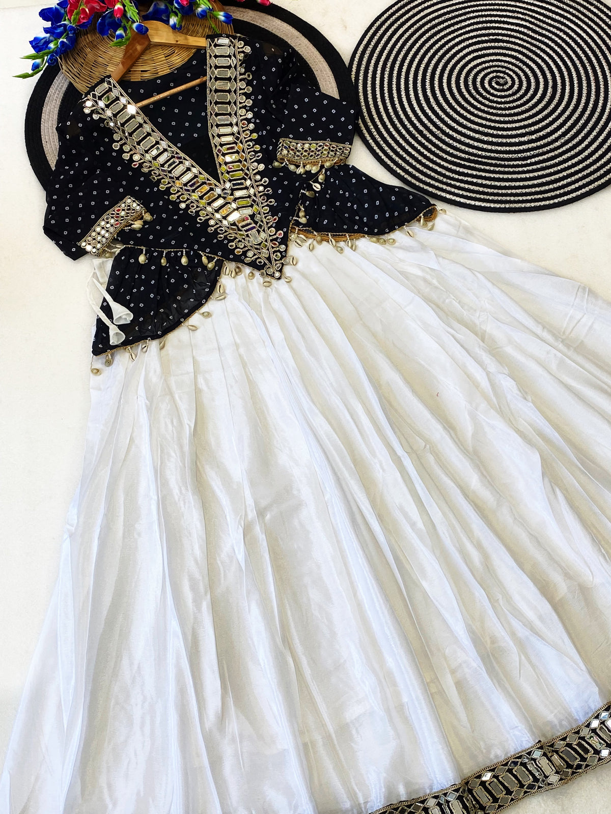 Mirror Studded Top-Lehenga Set