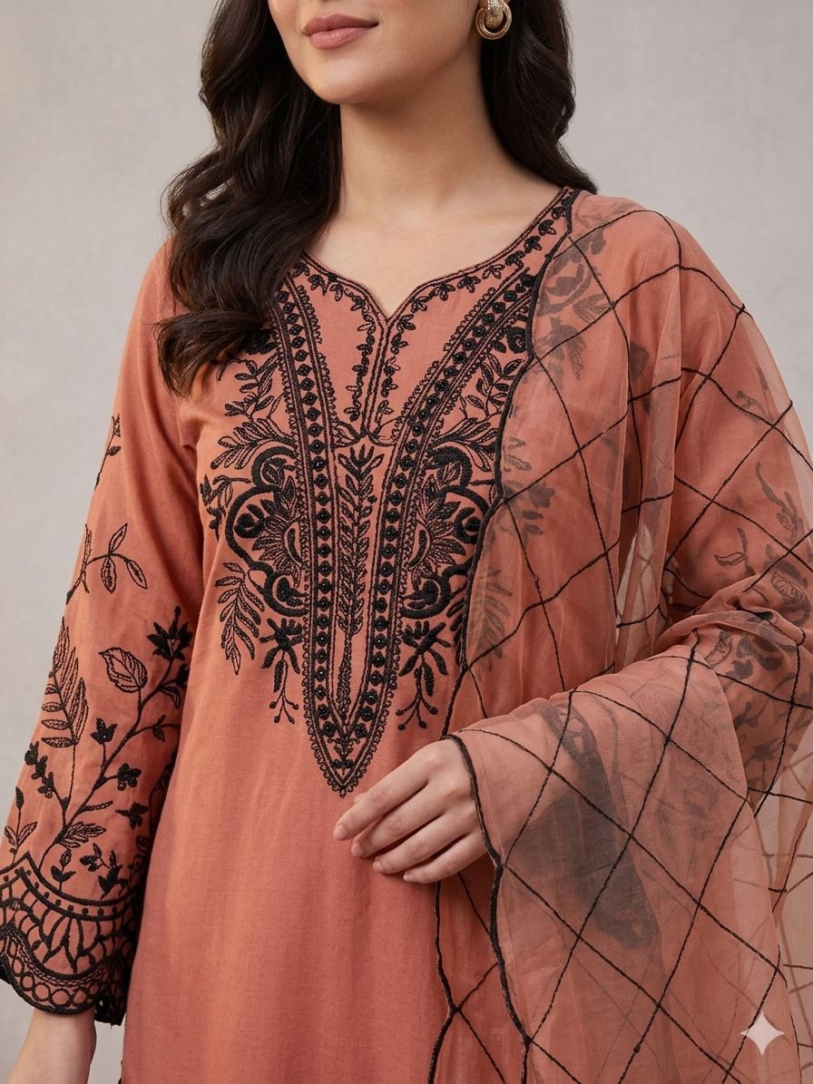 Pakistani Embroidered Kurta Set
