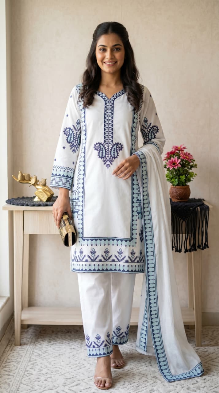 Rayon Embroidery Suit Set