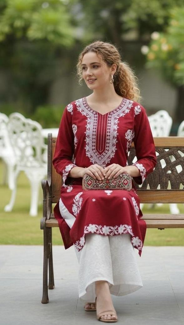 Rayon Embroidered Kurta Set