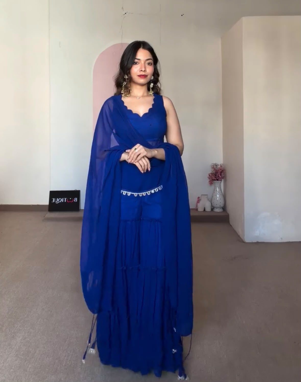 Royal Blue Sharara Set