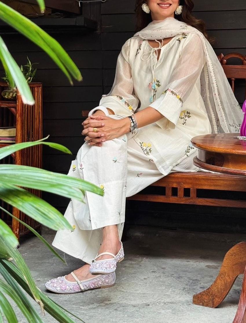 Satin Mul Chanderi Top & Farshi Palazzo Set