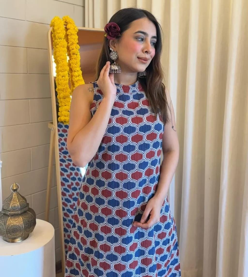 Sleeveless Cotton Kurti & Palazzo Set