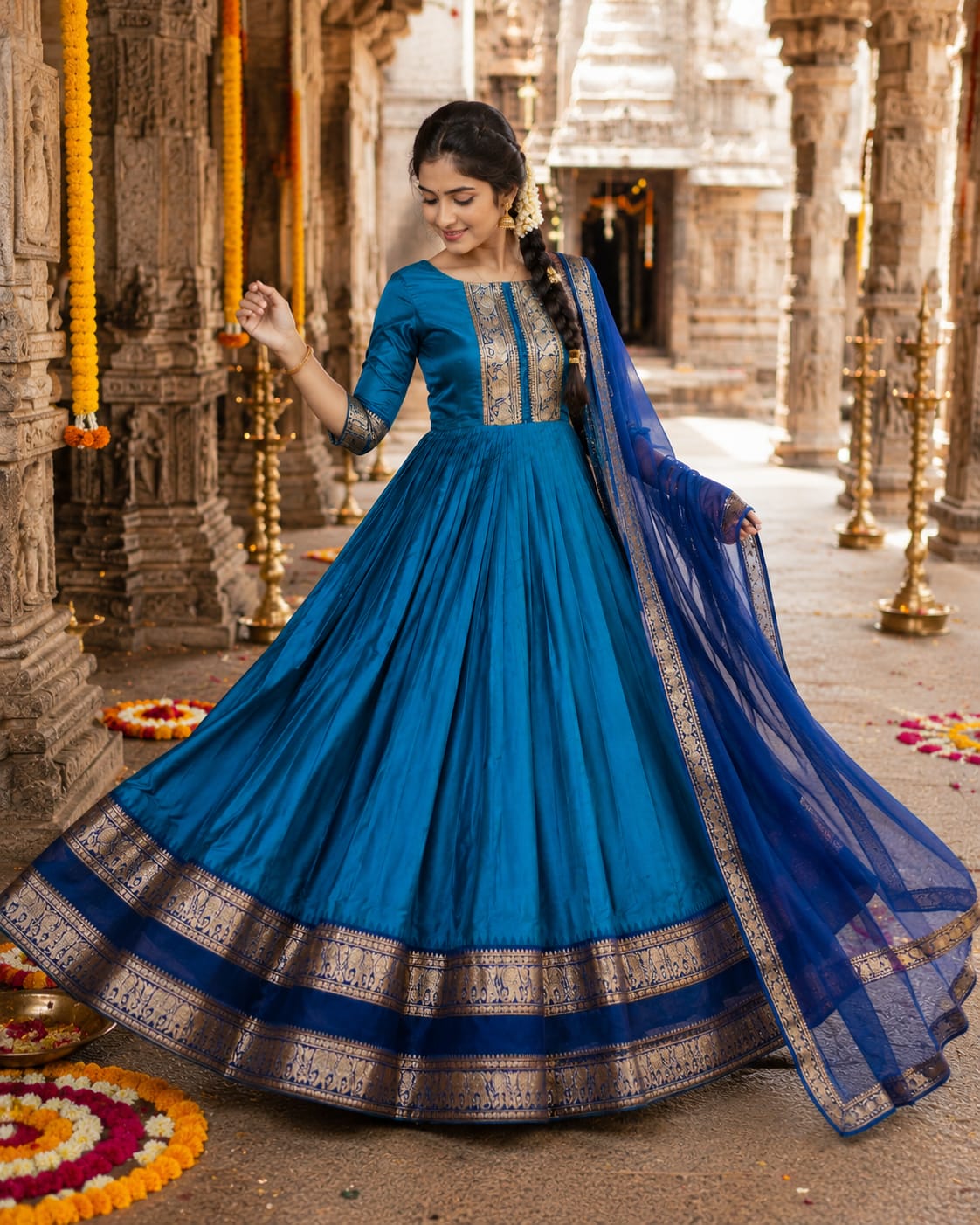 Turquoise Blue Anarkali Set