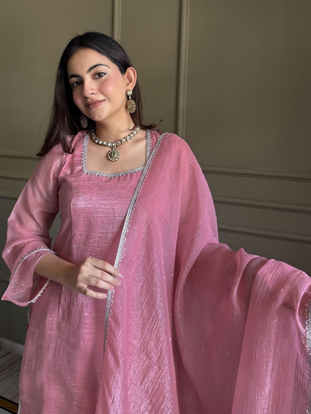 Elegant Pink Silk Set