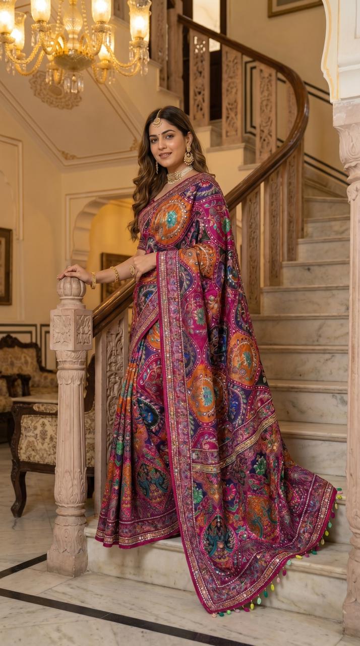 3D Print Roman Silk Saree