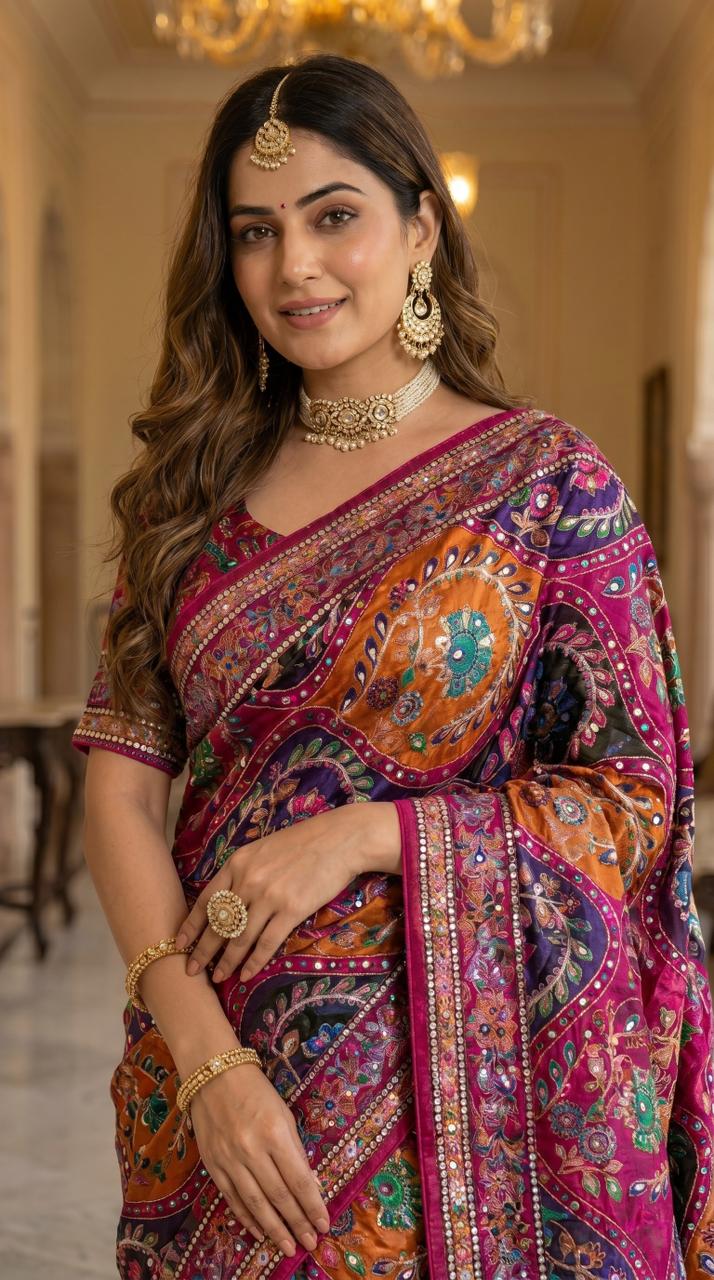 3D Print Roman Silk Saree