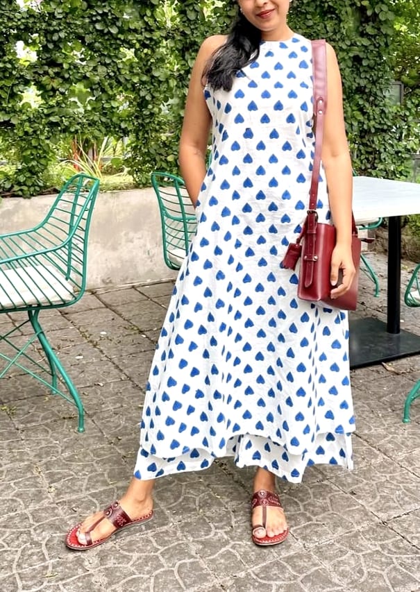 A-line Kurta with Hearts print