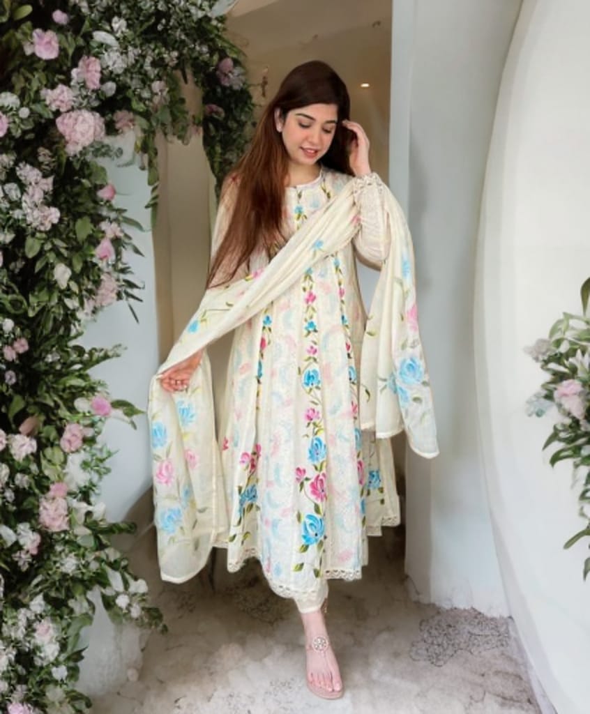 Anarkali Chikankari Schiffli Suit Set