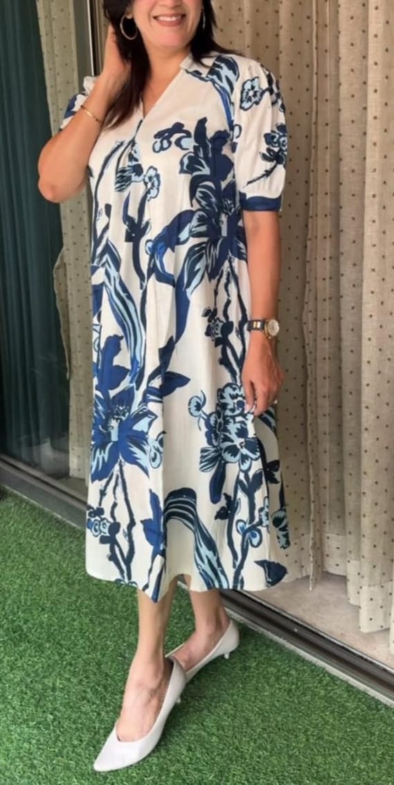 Beautiful Floral Printed Cotton Midi