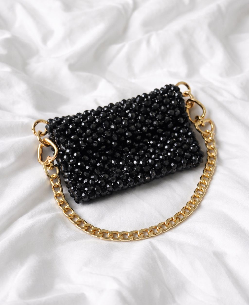 Black Drip Mini Beaded Bag