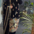 Black Viscose Velvet Suit Set