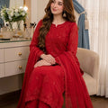 Blooming Red Top Palazzo Dupatta Suit Set