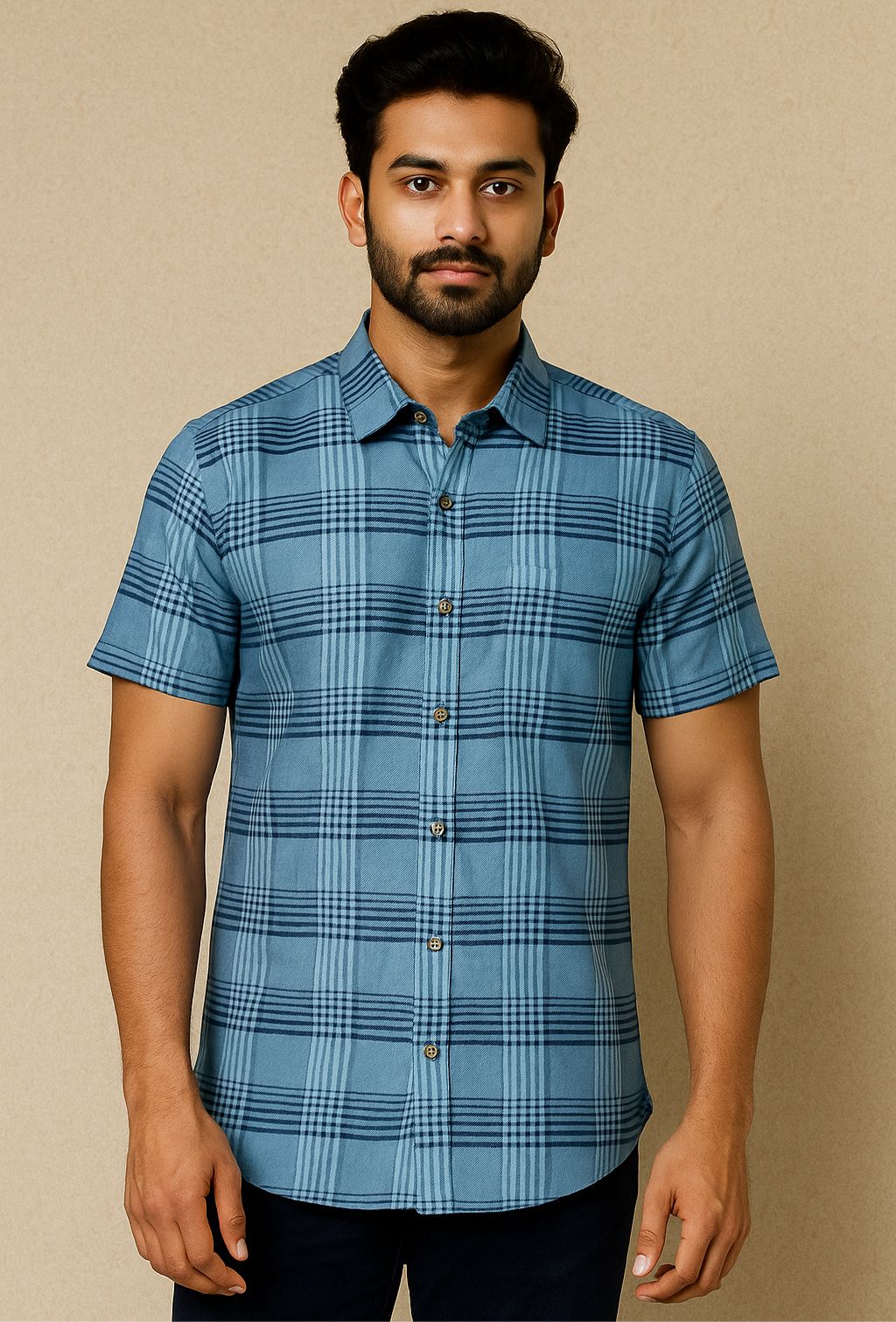 Blue Haze Plaid Cotton Shirt
