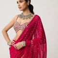 Bold Red Designer Saree