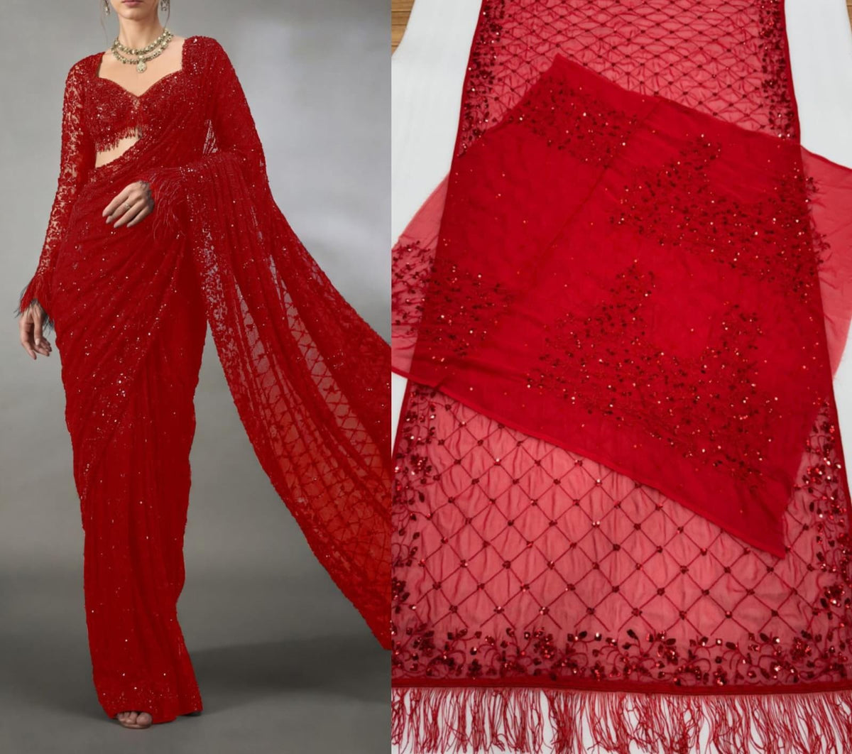 Bollywood Shimmer Saree Caption