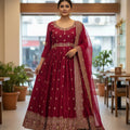 Cherry Red Designer Gown Set