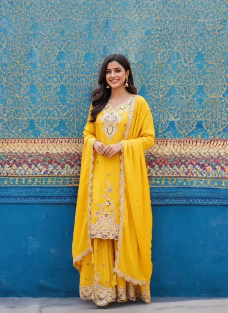 Chinon Sequence Embroidered Palazzo Set