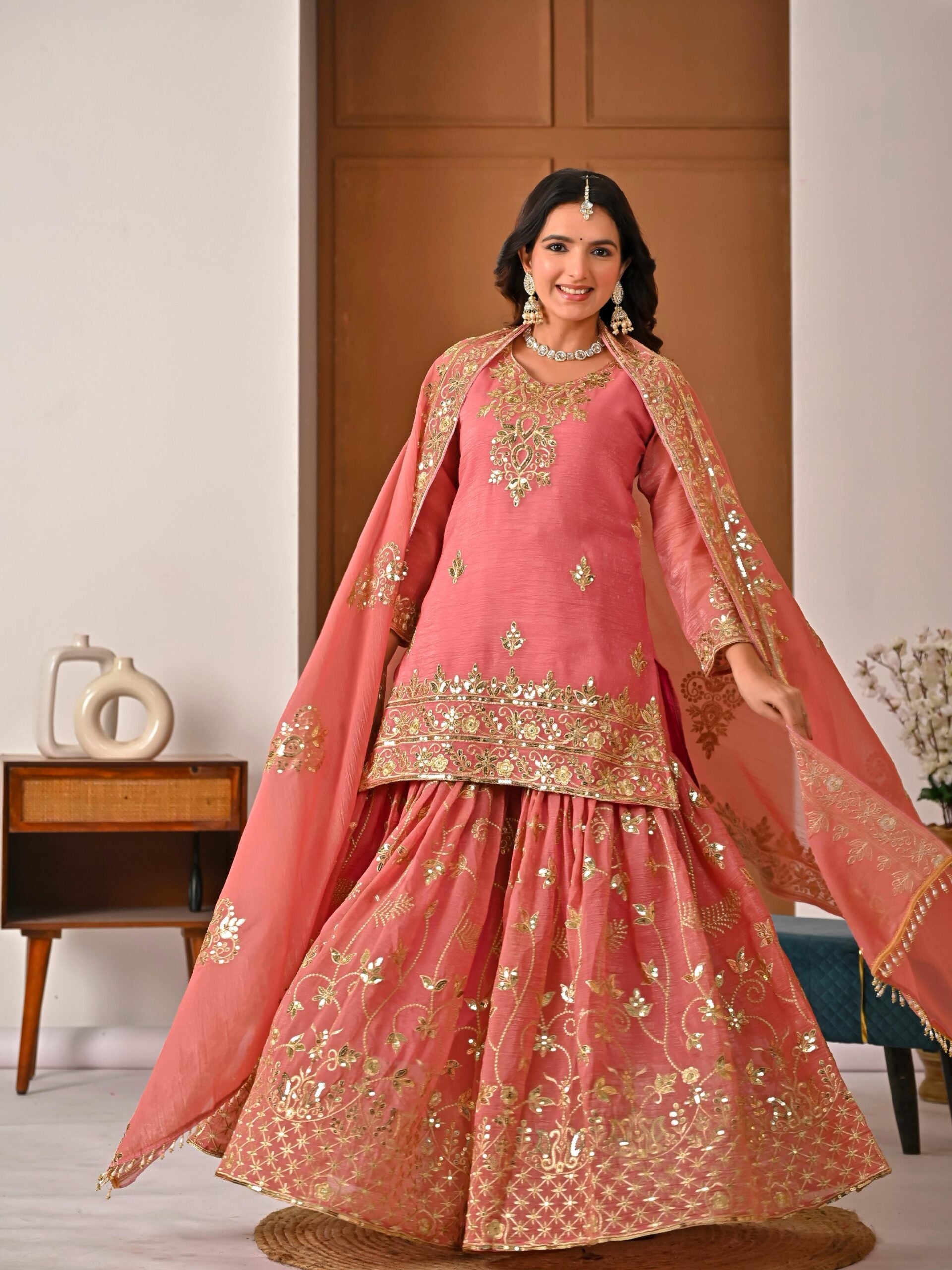Crunchy Silk Sharara Set
