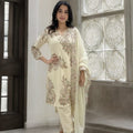 Designer Embroidered Top, Palazzo & Dupatta Set