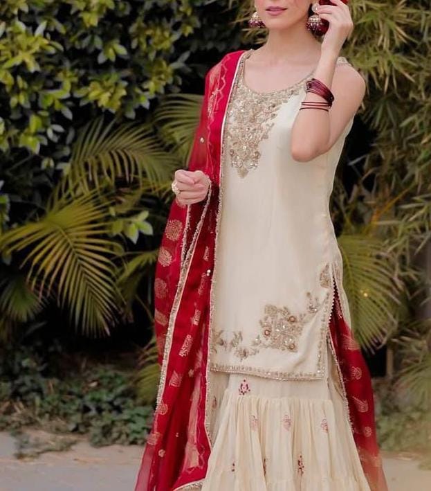 Designer Sharara Suit (Three-Piece Set)