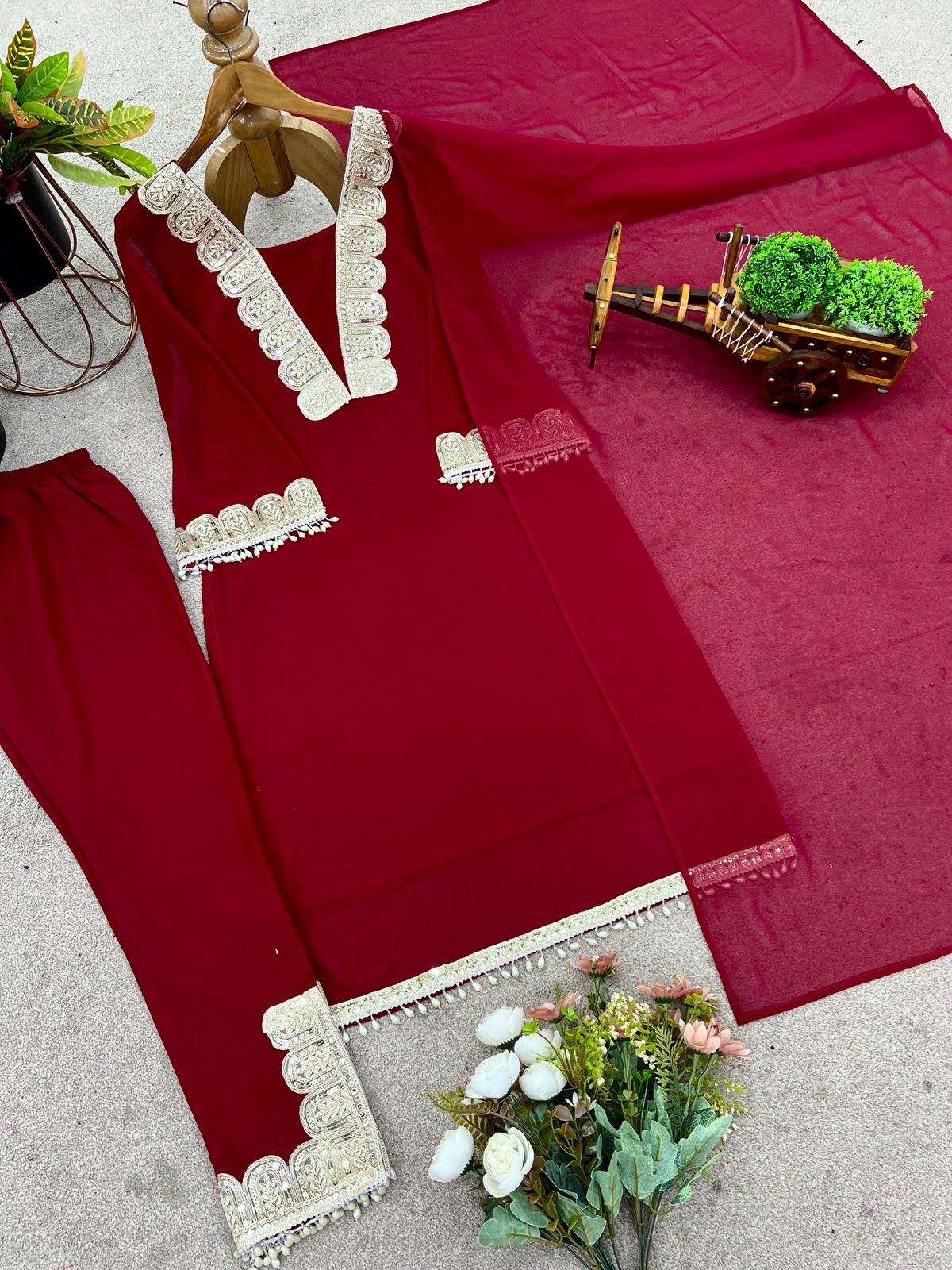 Designer Top–Pant with Dupatta Set