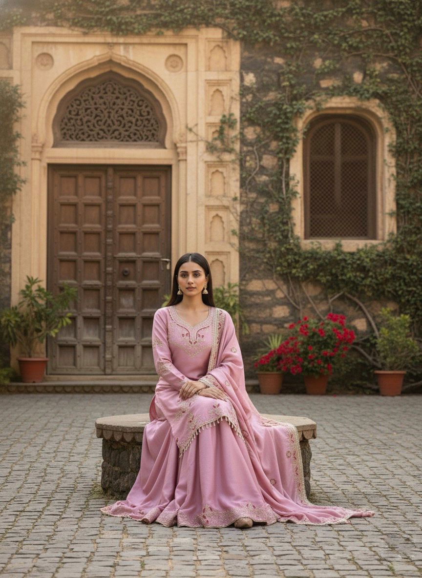 Designer Top–Palazzo with Dupatta Set