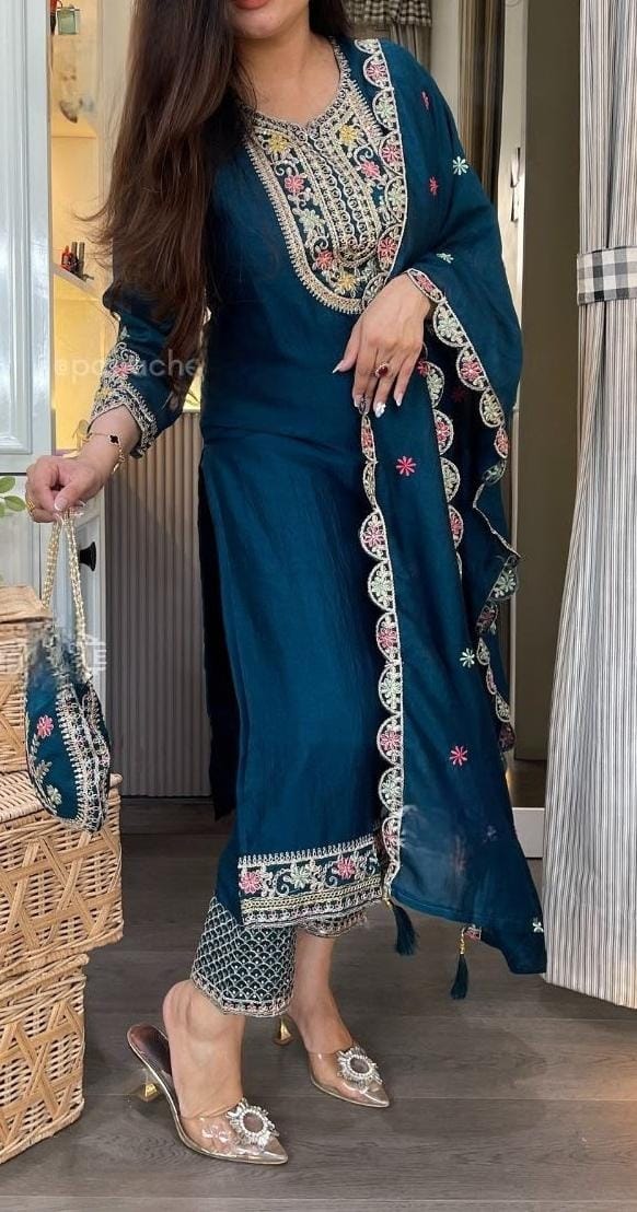 Designer Pakistani Chinon Silk Set
