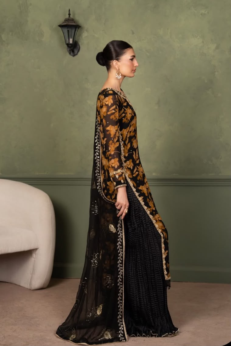 Digital Bloom Georgette Suit