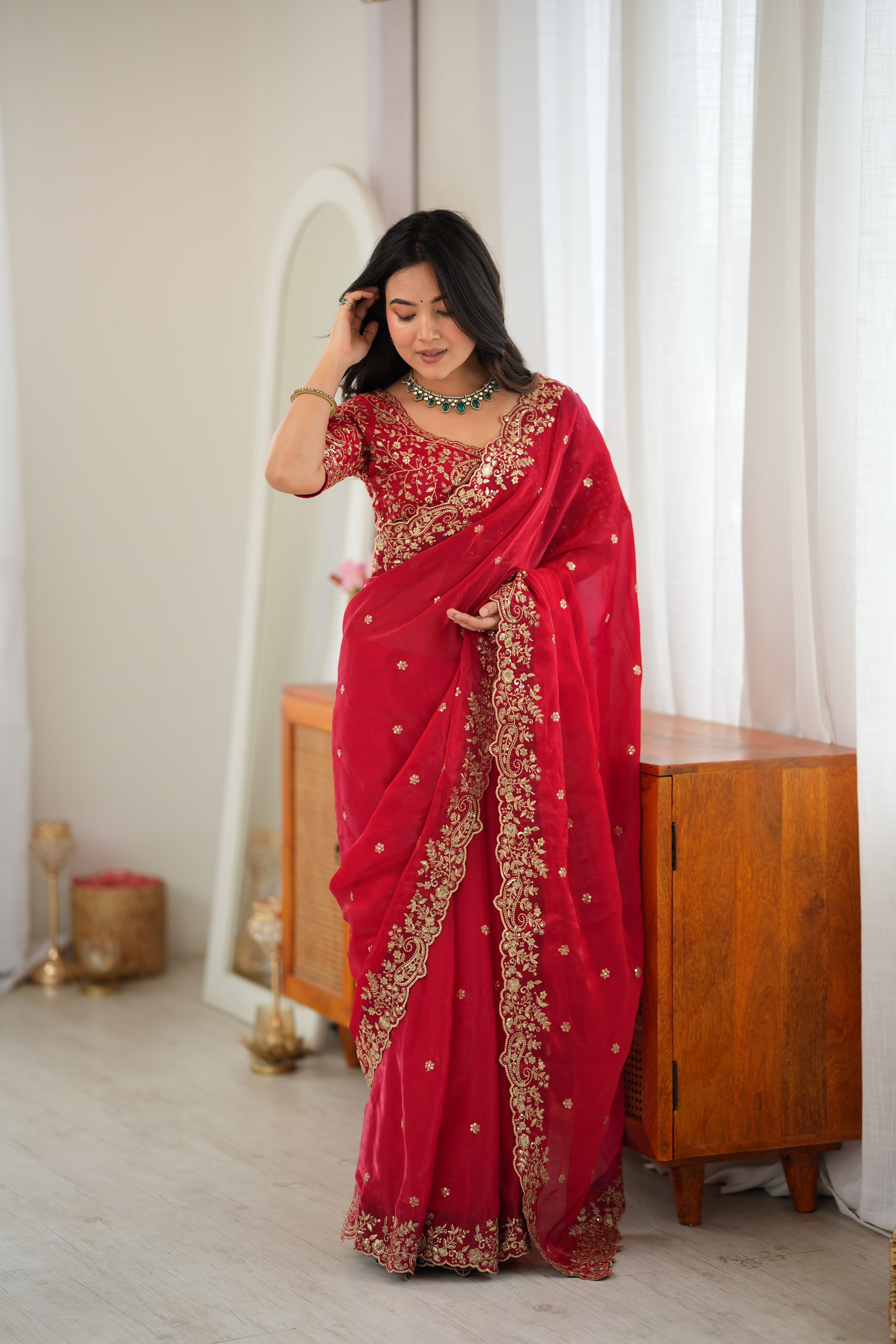Drape the Spotlight in Red Saree
