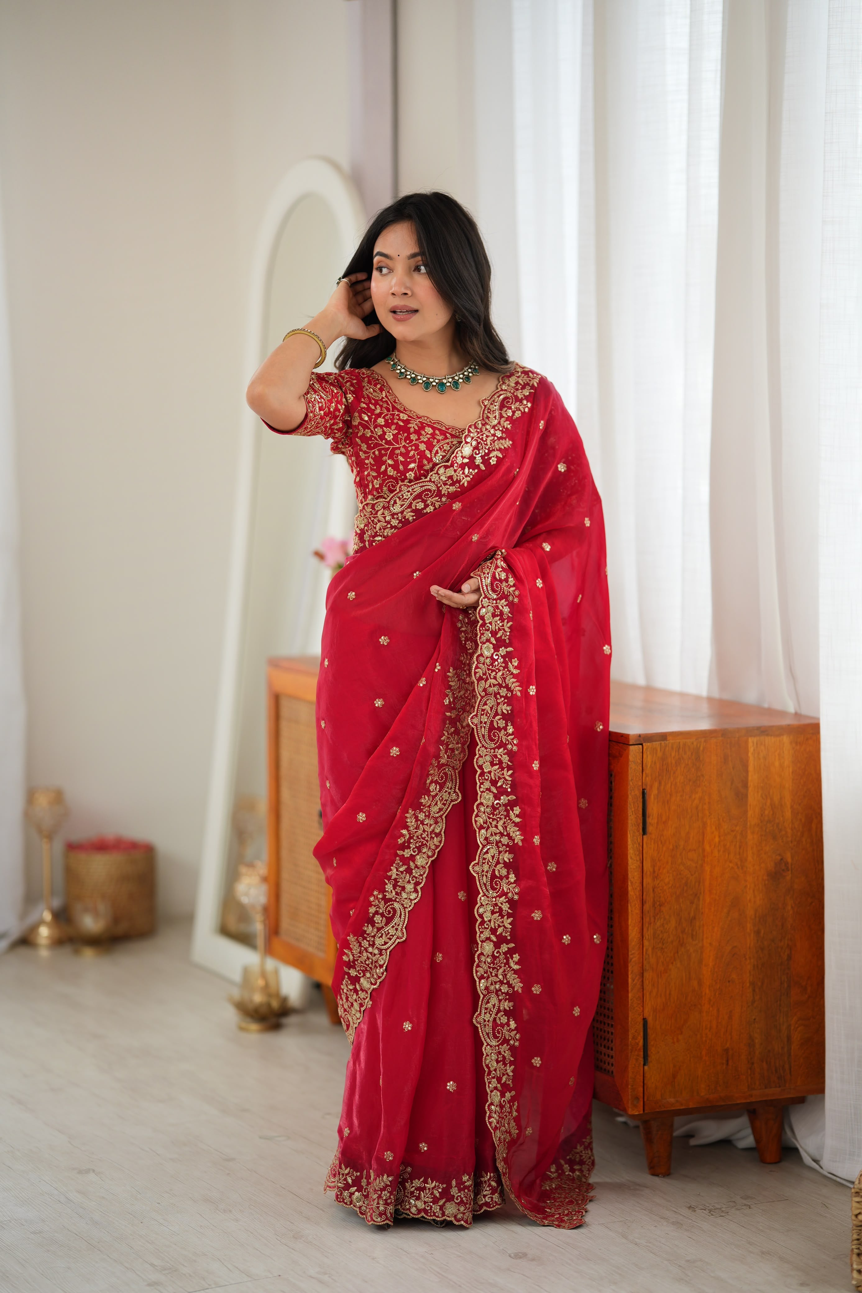 Drape the Spotlight in Red Saree