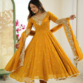Elegant Embroidered Designer Anarkali Three Piece Set