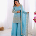 Embroidered Sequence Sharara Set