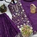 Embroidery & Sequence Work on Pure Chinon Silk