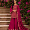 Exquisite Festive Vichitra Silk Kurti Palazzo Set
