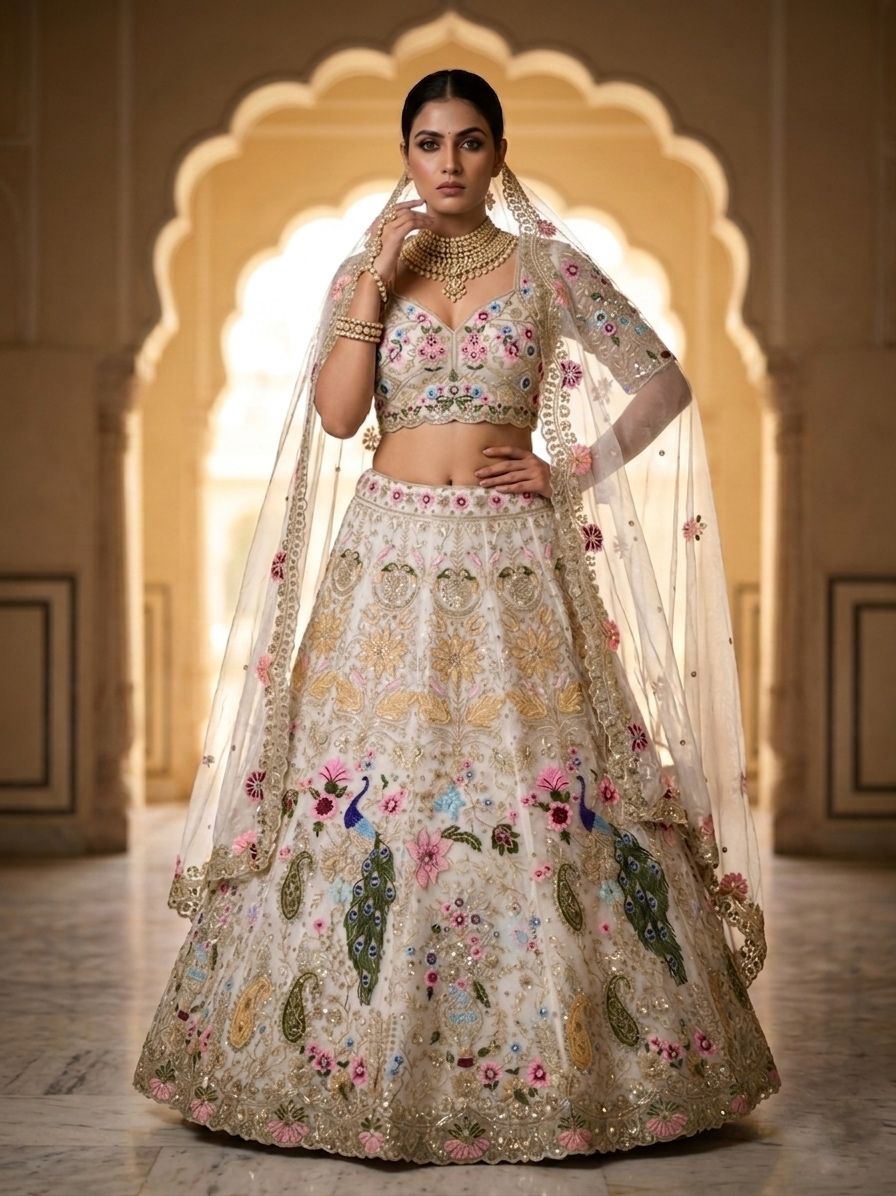 Flared Sequins Embroidery Lehenga