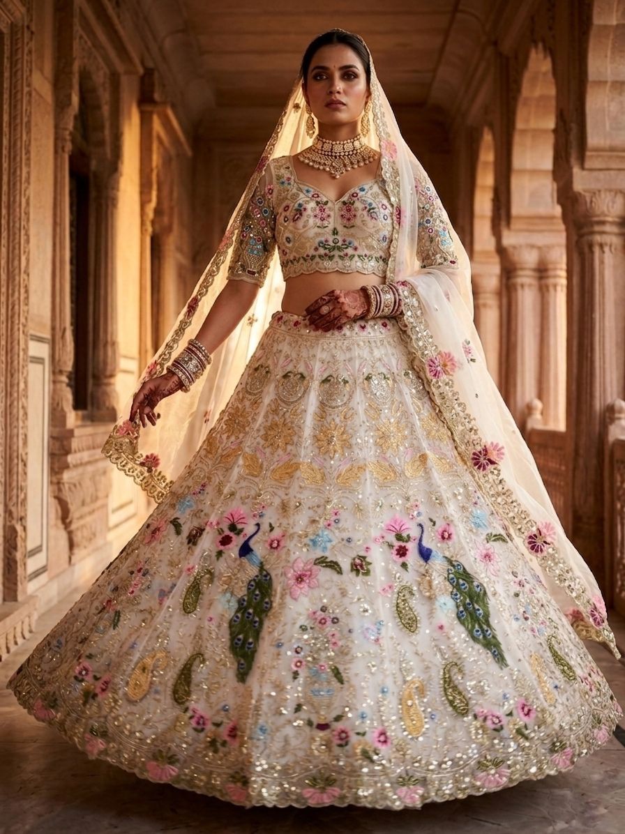 Flared Sequins Embroidery Lehenga