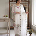 Floral Embroidery Faux Georgette Suit Set