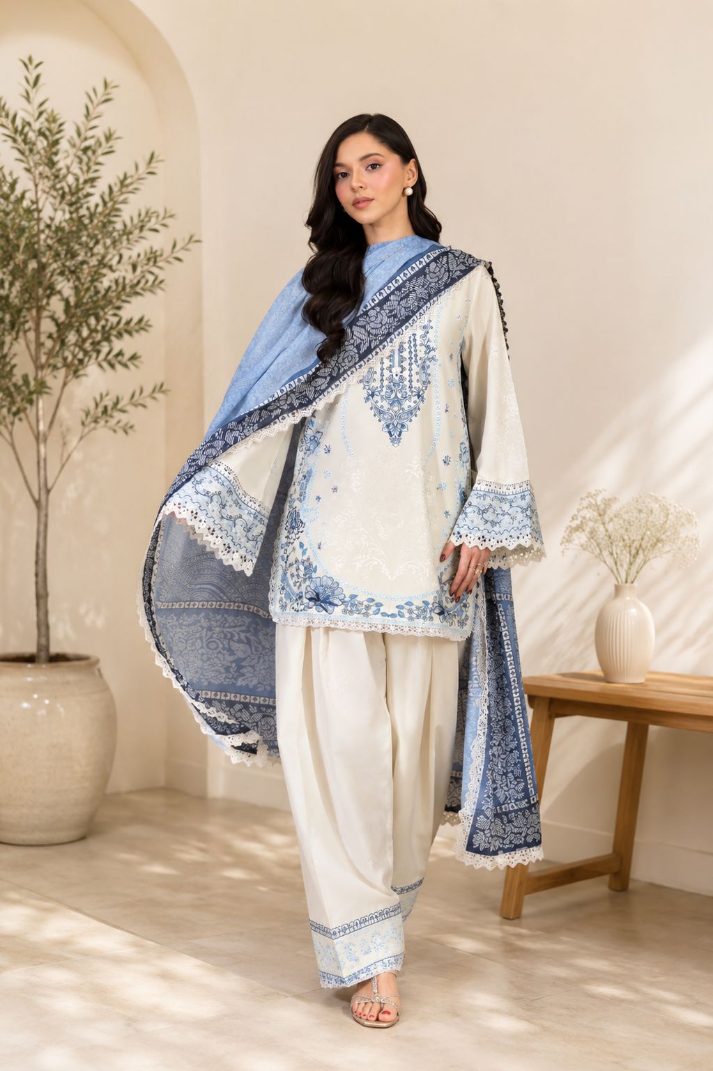 Graceful Satin Rayon Suit Set