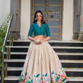 Tasar Floral Lehenga with Blouse