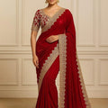 Red Satin Saree