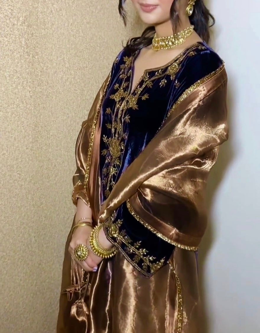 Viscose Velvet Top–Bottom–Dupatta